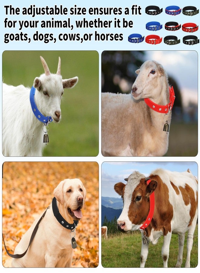 Clysee 10 Sets Adjustable Small Goat Collars with Bells Cow Horse Sheep Copper Bronze Bells Pet Collar Goat Supplies for Farm Animal Accessories - Image 3